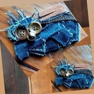 Tasty Raw Edge Denim 
"Rory Donehair" Brooch Pin